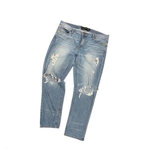 Express Girlfriend Light Wash Ripped Jeans